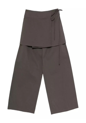 Eleh wrap-effect layered trousers - Brown