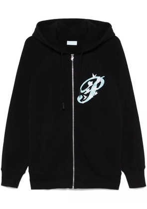 3PARADIS embroidered-logo zip-up hoodie - Black