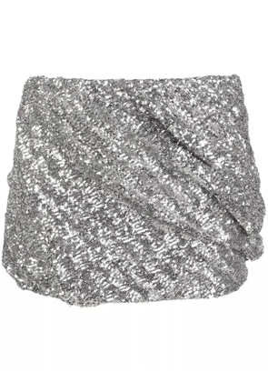 The Attico sequin-embellished miniskirt - Silver