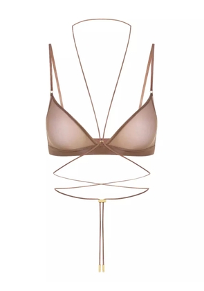 Maison Close cross-back triangle bra - Brown
