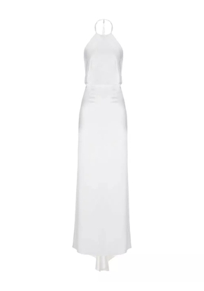 IL VOLO Jewel pearl-embellished halterneck dress - White