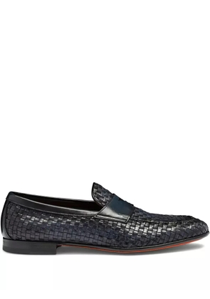 Santoni woven-leather penny loafers - Black