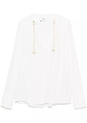 Elisabetta Franchi logo-charms georgette blouse - White