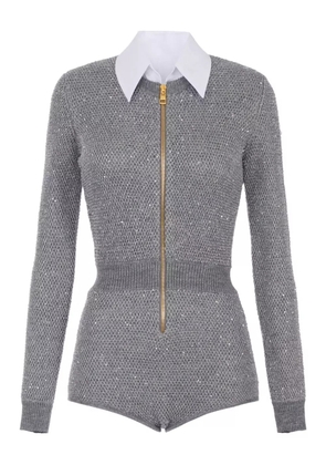 Elisabetta Franchi sequin-embellished knitted jumpsuit - Grey