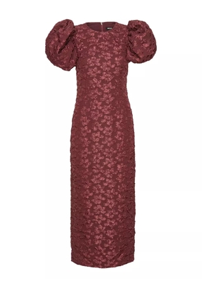 ROTATE BIRGER CHRISTENSEN puff-sleeve jacquard midi dress - Red