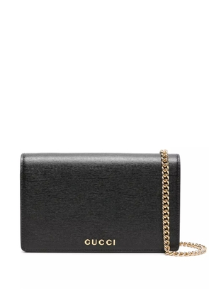 Gucci logo-lettering leather shoulder bag - Black