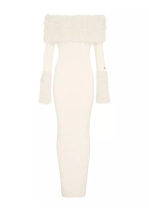 Jean Paul Gaultier ribbed faux-fur trimmed dress - Neutrals