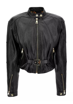 Versace Jeans Couture belted leather jacket - Black