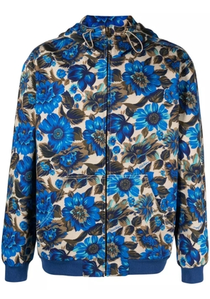 Moschino floral-print hooded jacket - Blue