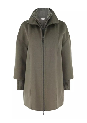 Kinross Cashmere knit-insert zip coat - Green