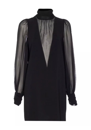 PINKO high-neck sheer-sleeve mini dress - Black