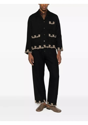 BODE lace-trimmed drawstring trousers - Black