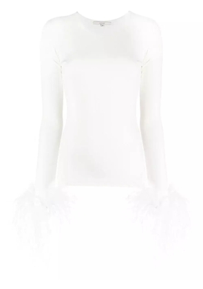 MANURÍ Elektra feather-trim stretch blouse - White