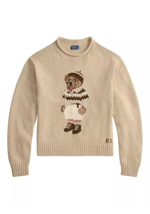 Polo Ralph Lauren bear-embroidered crew-neck jumper - Neutrals
