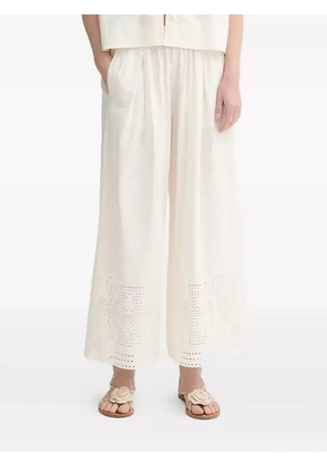 Sessùn embroidered eyelet trousers - Neutrals