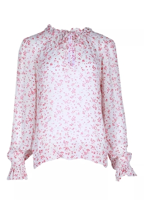 GANNI ruffled floral-print blouse - White