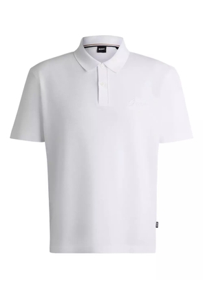 BOSS logo-print mercerized polo shirt - White