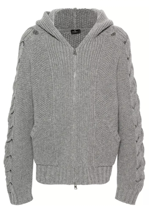 ETRO cable-knit zip-up hoodie - Grey