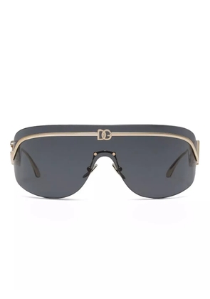 Dolce & Gabbana Eyewear logo-plaque shield-frame sunglasses - Gold