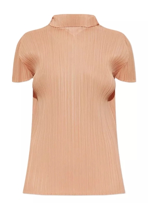 Pleats Please Issey Miyake pleated high-neck blouse - Orange