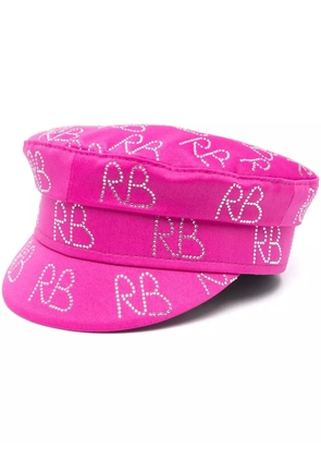 Ruslan Baginskiy crystal-embellished baker boy hat - Pink