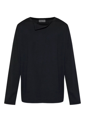 Yohji Yamamoto folded-neck long-sleeve T-shirt - Black