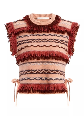 Marie Oliver Desmond fringed wool vest - Red