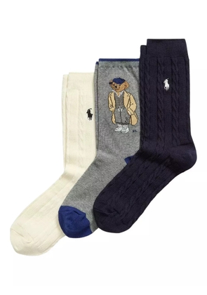 Polo Ralph Lauren cable-knit bear sock pack (pack of three) - Blue
