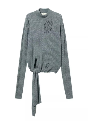 Blumarine cable-knit distressed sweater - Grey