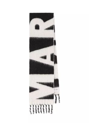 ISABEL MARANT logo-intarsia fringed scarf - Black