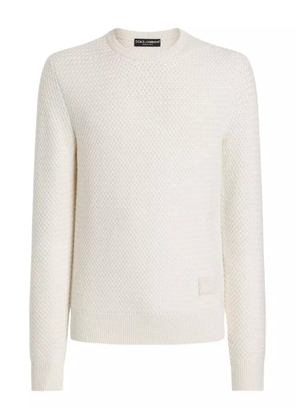Dolce & Gabbana logo-patch crew-neck sweater - Neutrals