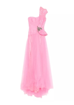 Gemy Maalouf embellished one-shoulder maxi dress - Pink