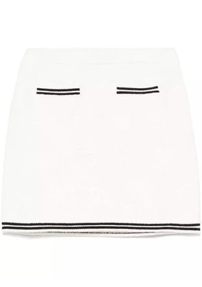 Self-Portrait bow-jacquard mini skirt - White