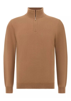 Boggi Milano half-zip merino wool sweater - Brown