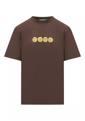 BARROW emoticon-print T-shirt - Brown