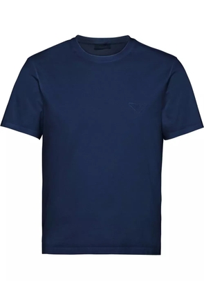 Prada logo-embroidered cotton T-shirt - Blue