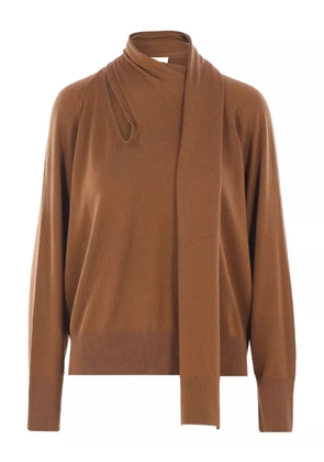 Zanone asymmetric-neck scarf sweater - Brown