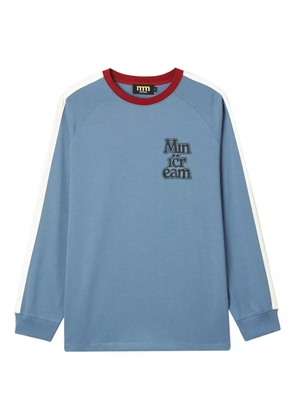 Mini Cream raglan-sleeve logo-lettering T-shirt - Blue