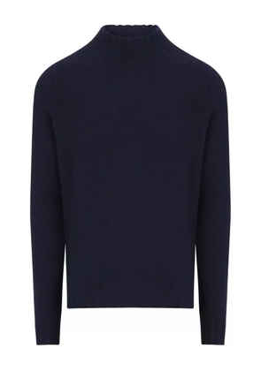 Tagliatore high-collar ribbed cashmere turtleneck - Blue