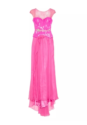 Gemy Maalouf lace-panelled sequinned gown - Pink