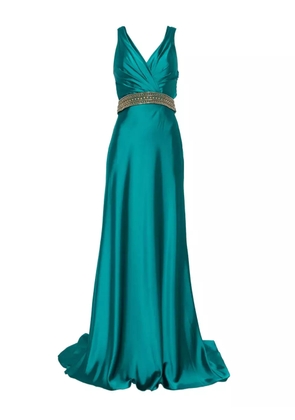 Gemy Maalouf stud-embellished v-neck dress - Green