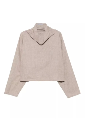 Dusan cowl-neck boxy top - Neutrals