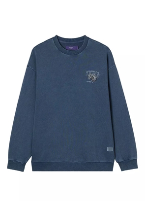aftermaths horse-embroidered crew neck sweatshirt - Blue