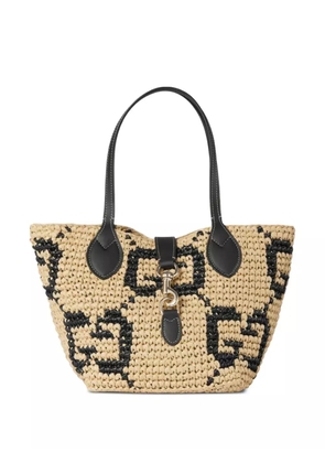 Gucci small raffia GG pattern tote bag - Neutrals