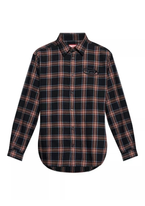 Diesel embroidered plaid shirt - Black