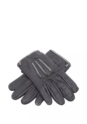 CHANEL Pre-Owned 1980s chain-detail lambskin gloves - Black