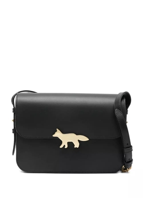 Maison Kitsuné fox-head leather shoulder bag - Black
