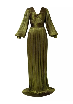 Iris Serban pleated long-sleeve dress - Green