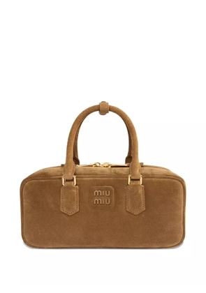 Miu Miu padded suede clutch bag - Brown