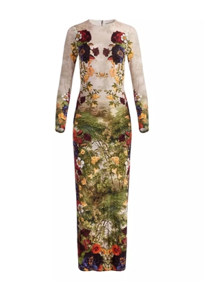 alice + olivia Delora floral-print long-sleeve maxi dress - Green